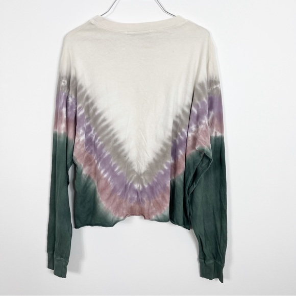 Daydreamer Dusty Rose Tie Dye Crewneck Long Sleeve Crop Tee - Picture 7 of 9